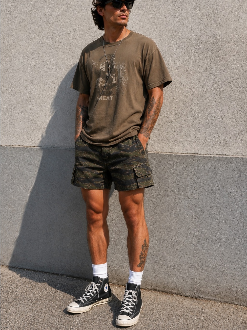 Vintage Propper Tiger Stripe Camo Cargo Military Tactical Y2K Shorts Size Large
